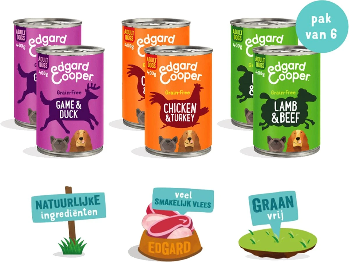 Edgard & Cooper Hondenvoer Multipack Kip - Wild - Lam 6 X 400 Gr 11 Edgard & Cooper Hondenvoer Multipack Kip - Wild - Lam 6 X 400 Gr - Afbeelding 9