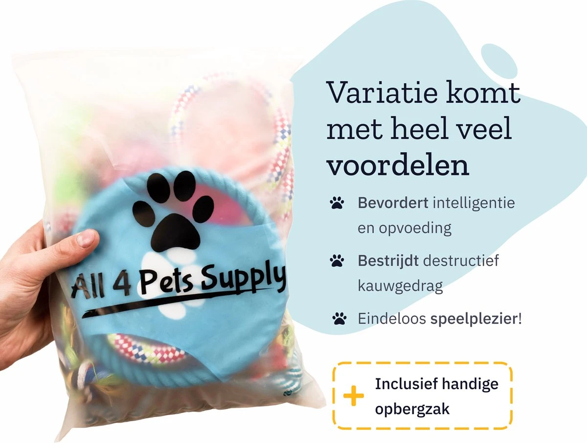 All 4 Pets Supply® Honden Speelgoed Set Geschikt Voor Puppy's T/m Middelgrote Honden - 12 Stuks - Hondenspeeltjes - Intelligentie - Touw - Flostouw - Bijtring - Bal 10 All 4 Pets Supply® Honden Speelgoed Set Geschikt Voor Puppy's T/m Middelgrote Honden - 12 Stuks - Hondenspeeltjes - Intelligentie - Touw - Flostouw - Bijtring - Bal - Afbeelding 8