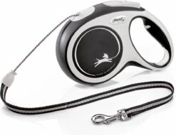 Flexi Rollijn New Comfort Koord M Zwart&Lichtgrijs - Hondenriem - 8 M