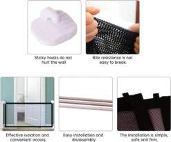 Merkloos ACE Pets – Oprolbaar Hondenrek Voor Binnen - Traphekje Hond Zonder Boren - Veiligheidshek Deurhekje - 180 X 72 Cm - Zwart -Merkloos Winkel 1200x992 3