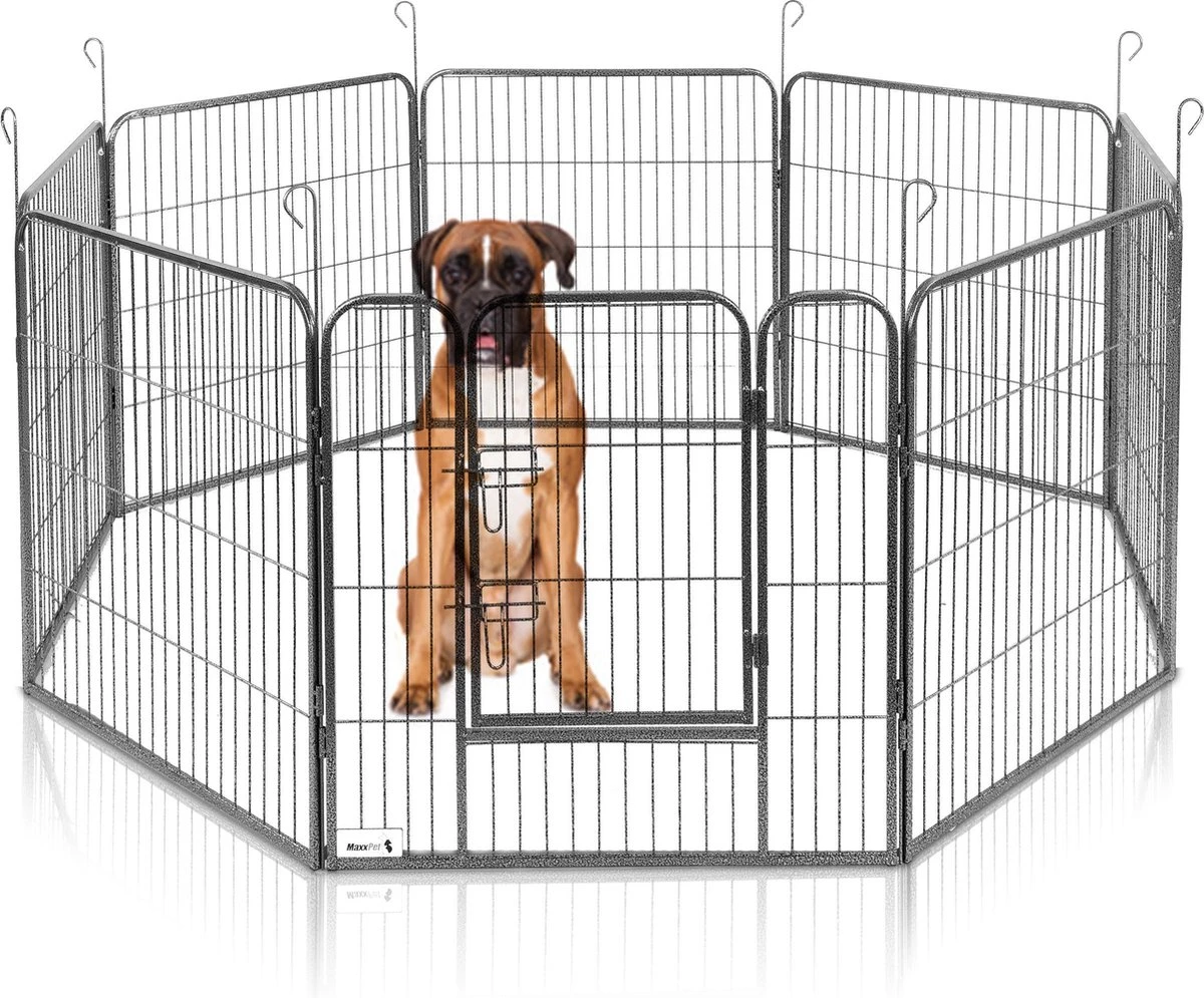MaxxPet Puppyren - Hondenbench - Hondenren- Puppyren Met 8 Kennelpanelen - Staal -80 X 80 Cm Ø 210 Cm 3 MaxxPet Puppyren - Hondenbench - Hondenren- Puppyren Met 8 Kennelpanelen - Staal -80 X 80 Cm Ø 210 Cm
