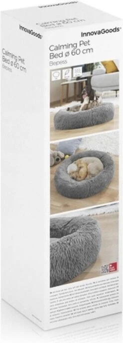 InnovaGoods - Dierenmand - 60cm - Hondenmand - Kattenmand - Fluffy - Anti Stress - Extra Zacht - Anti Slip - Grijs -Merkloos Winkel 432x1200