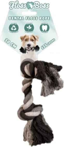 Floss Boss Flostouw – Zeer Stevig En Veilig Hondenspeelgoed – Hondentouw Van Gerecycled Katoen – Grijs Trektouw – 30cm - 135g – 2 Knopen -Merkloos Winkel 524x1200 1