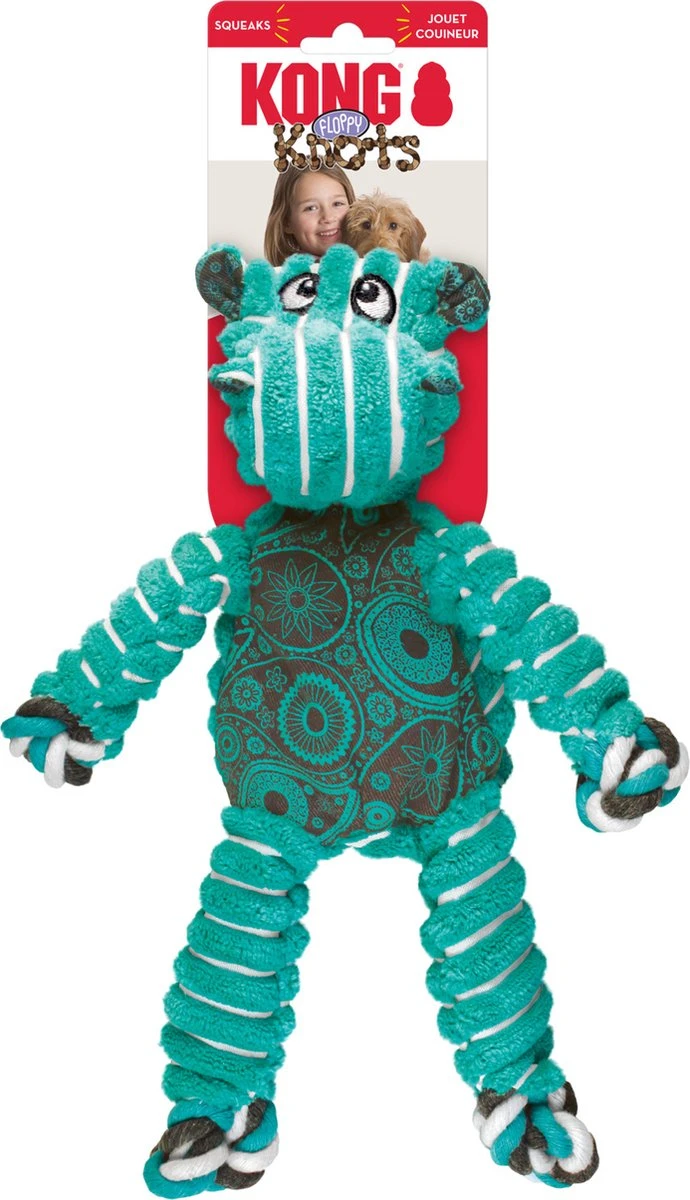 Kong Floppy Knots - M/L - Nijlpaard - Hondenspeelgoed - Groen/ Blauw - 36 X 19 X 8 Cm 5 Kong Floppy Knots - M/L - Nijlpaard - Hondenspeelgoed - Groen/ Blauw - 36 X 19 X 8 Cm - Afbeelding 3