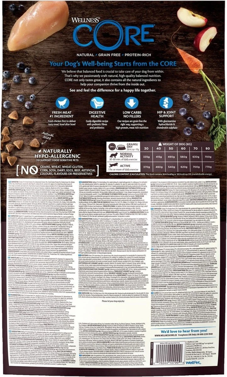 Wellness Core Grain Free Dog Large Breed Adult Kip - Hondenvoer - 10 Kg 4 Wellness Core Grain Free Dog Large Breed Adult Kip - Hondenvoer - 10 Kg - Afbeelding 2