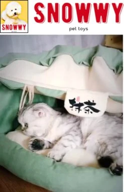 SNOWWY - Kattentunnel Met Kattenmand In één - Origineel En Uniek Design - Kattenhuis - Kattenhuis - Kat Kussen - Kattenbed - Matcha Groen -Merkloos Winkel 775x1200 4