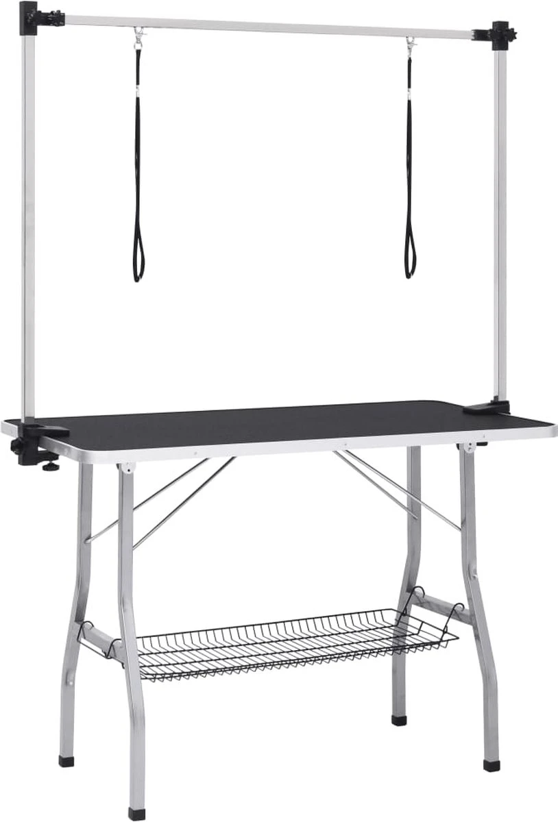 VIDAXL Hondentrimtafel Verstelbaar Met 2 Lussen En Opbergschap 4 VIDAXL Hondentrimtafel Verstelbaar Met 2 Lussen En Opbergschap - Afbeelding 2