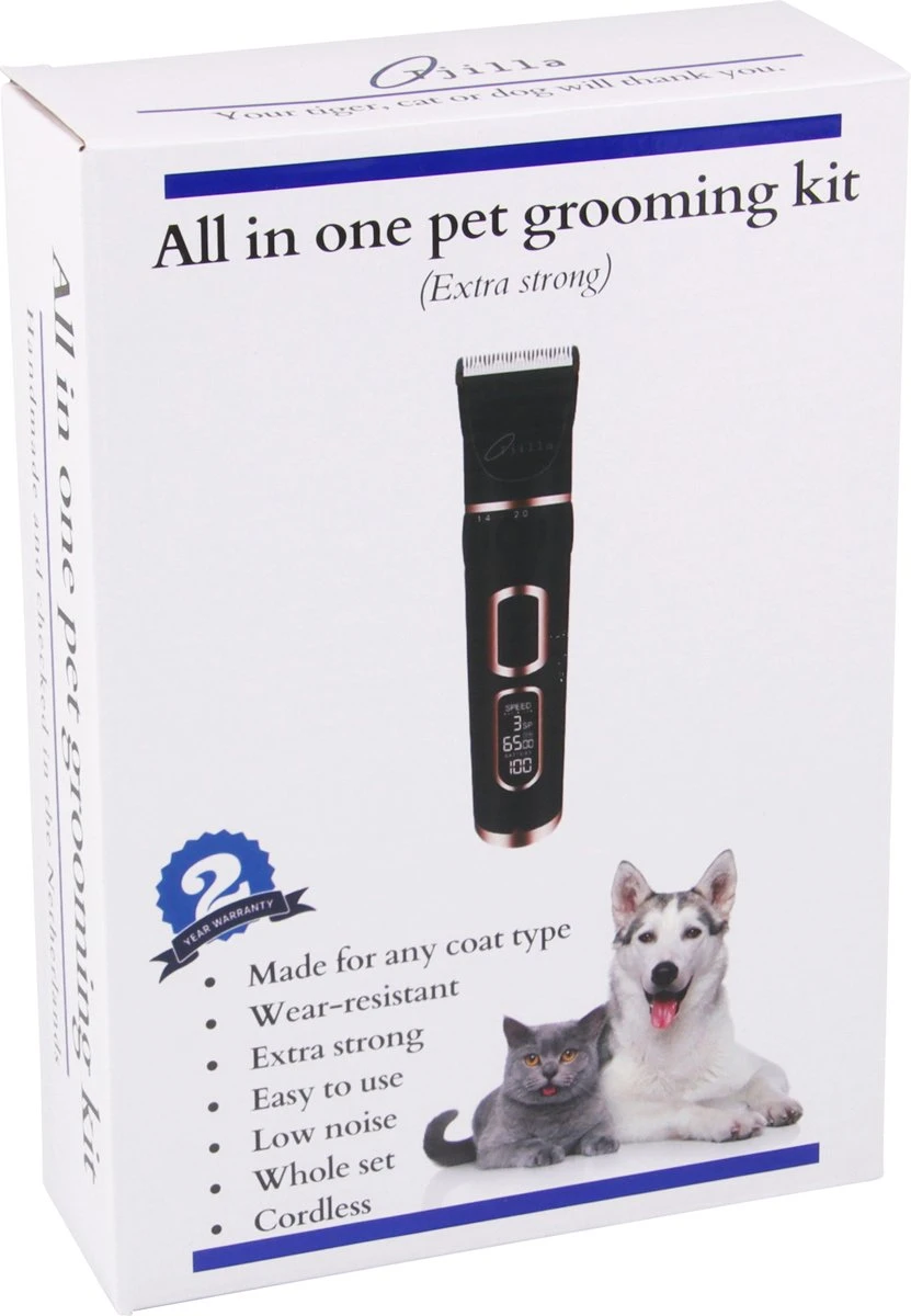 Tjilla Professionele Dieren/honden Tondeuse Set Extra Krachtig - Honden Trimmer - Lang Of Kortharige Huisdieren Katten & Honden - Draadloos - Weinig Geluid 4 Tjilla Professionele Dieren/honden Tondeuse Set Extra Krachtig - Honden Trimmer - Lang Of Kortharige Huisdieren Katten & Honden - Draadloos - Weinig Geluid - Afbeelding 2