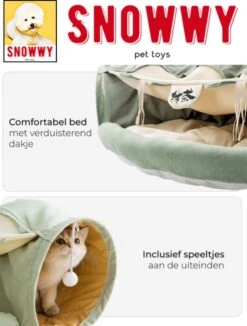 SNOWWY - Kattentunnel Met Kattenmand In één - Origineel En Uniek Design - Kattenhuis - Kattenhuis - Kat Kussen - Kattenbed - Matcha Groen -Merkloos Winkel 910x1200