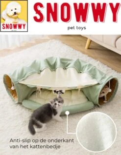 SNOWWY - Kattentunnel Met Kattenmand In één - Origineel En Uniek Design - Kattenhuis - Kattenhuis - Kat Kussen - Kattenbed - Matcha Groen -Merkloos Winkel 932x1200