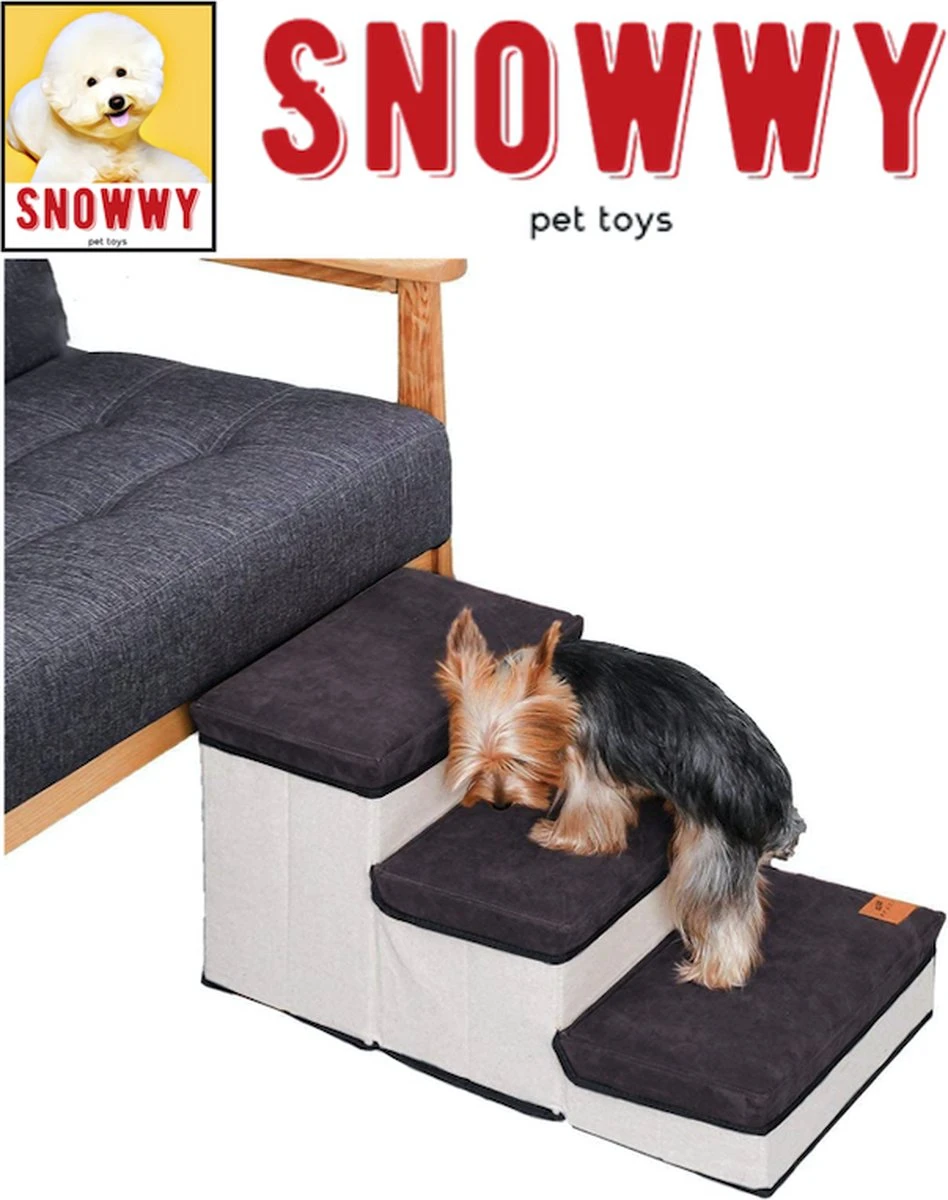 SNOWWY - Hondentrap Met Opslagruimte - Honden Loopplank Met Handige Opslagvakje - Hondenloopplanken - Inklapbaar - Huisdier Opstap - Hondentrapje - Grijs 4 SNOWWY - Hondentrap Met Opslagruimte - Honden Loopplank Met Handige Opslagvakje - Hondenloopplanken - Inklapbaar - Huisdier Opstap - Hondentrapje - Grijs - Afbeelding 2