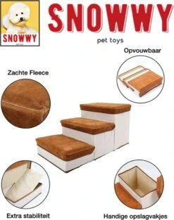 SNOWWY - Hondentrap Met Opslagruimte - Honden Loopplank Met Handige Opslagvakje - Hondenloopplanken - Inklapbaar - Huisdier Opstap - Hondentrapje - Bruin -Merkloos Winkel 948x1200 6