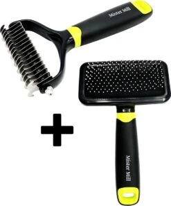 Mister Mill 2 Zijdige Ondervacht Kam Plus Slicker Borstel - Honden/Katten Kam - Voordeel Set