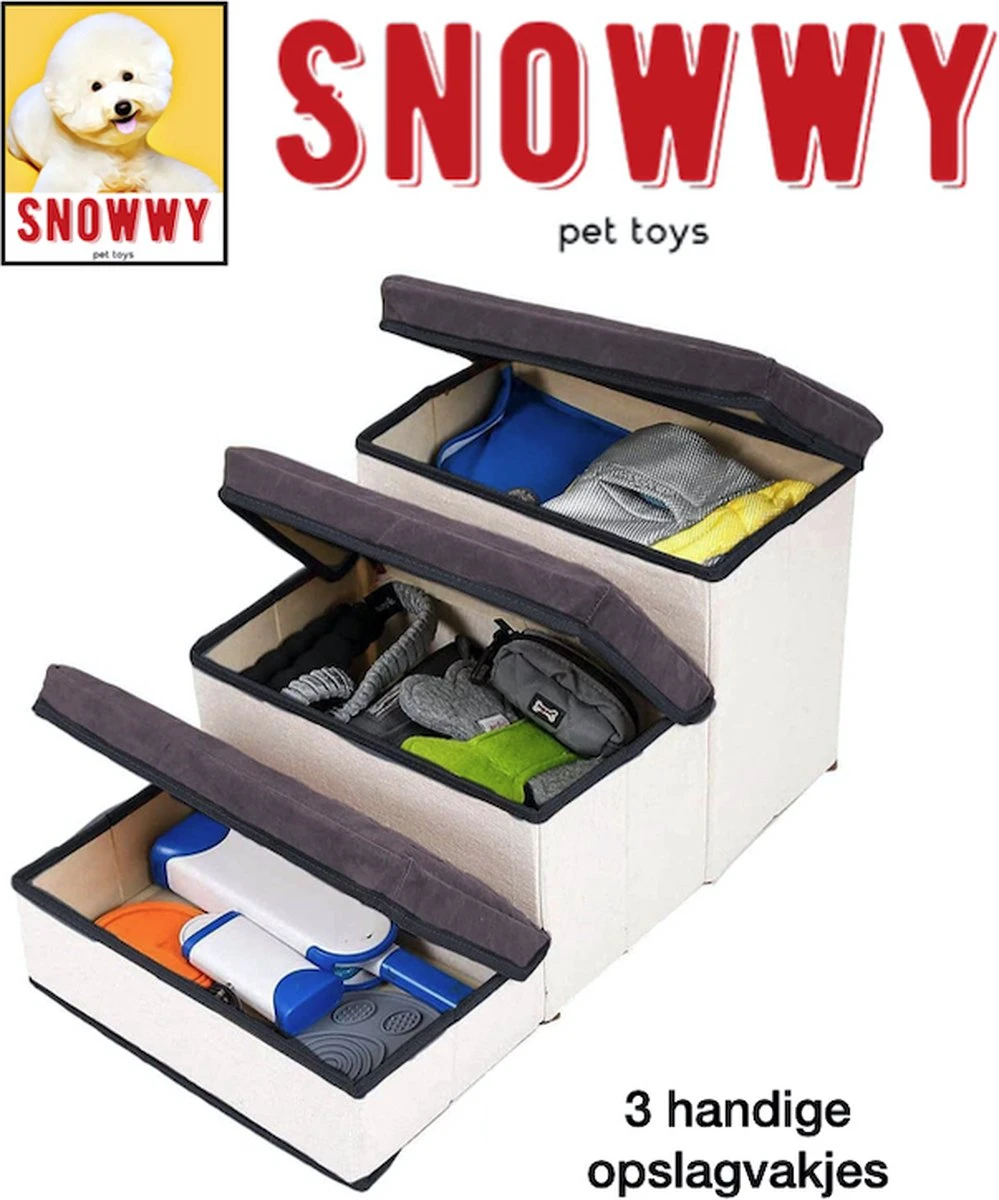 SNOWWY - Hondentrap Met Opslagruimte - Honden Loopplank Met Handige Opslagvakje - Hondenloopplanken - Inklapbaar - Huisdier Opstap - Hondentrapje - Grijs 6 SNOWWY - Hondentrap Met Opslagruimte - Honden Loopplank Met Handige Opslagvakje - Hondenloopplanken - Inklapbaar - Huisdier Opstap - Hondentrapje - Grijs - Afbeelding 4